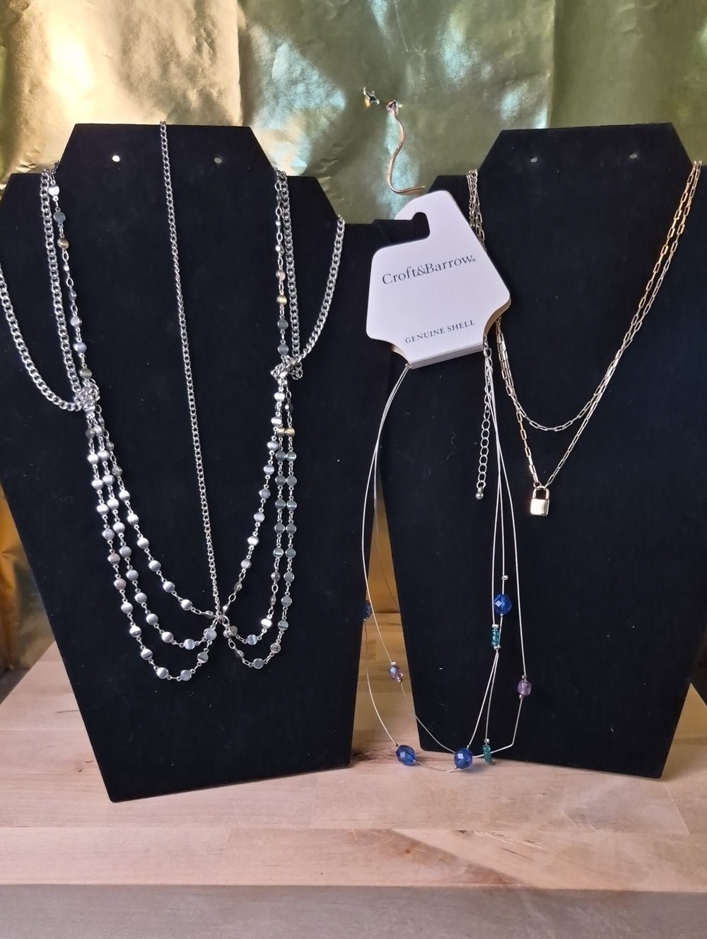 croft & barrow Silver-Tone Multi-Strand Necklace with Blue Beads
